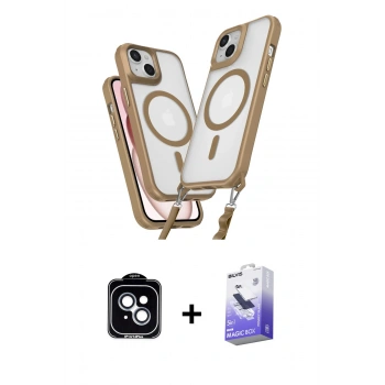 MARSİLYAN™- iPhone 14 Kılıf Atlas Doku Koleksiyonu - Siyah Bilvis 5in1 5D Magic Hayalet Cam Ekran Koruyucu + PVD Metal Kamera Lens - MI
