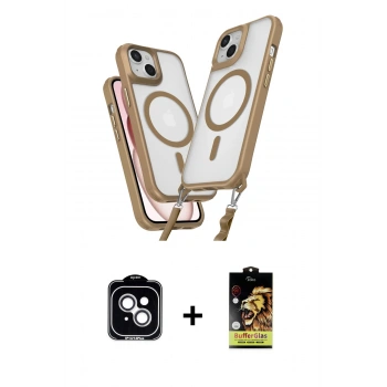 MARSİLYAN™- iPhone 14 Kılıf Atlas Doku Koleksiyonu - Siyah Buffer Cam Ekran Koruyucu + PVD Metal Kamera Lens - GS