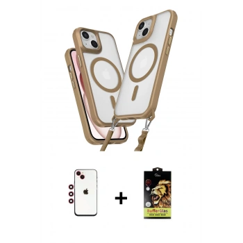 MARSİLYAN™- iPhone 14 Kılıf Atlas Doku Koleksiyonu - Siyah Buffer Cam Ekran Koruyucu + Shine Kamera Lens - KI