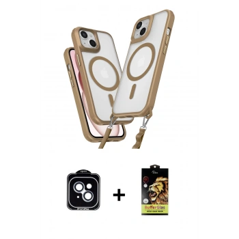 MARSİLYAN™- iPhone 14 Kılıf Atlas Doku Koleksiyonu - Siyah Buffer Cam Ekran Koruyucu + PVD Metal Kamera Lens - MI