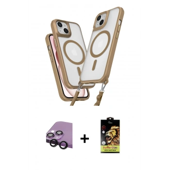 MARSİLYAN™- iPhone 14 Kılıf Atlas Doku Koleksiyonu - Siyah Buffer Cam Ekran Koruyucu + Raze Metal Kamera Lens - SH