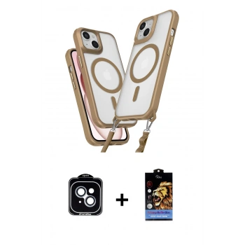 MARSİLYAN™- iPhone 14 Kılıf Atlas Doku Koleksiyonu - Siyah Buffer Hayalet Cam Ekran Koruyucu + PVD Metal Kamera Lens - MI