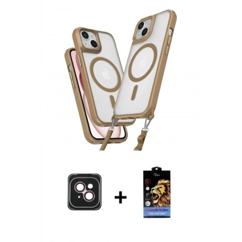 MARSİLYAN™- iPhone 14 Kılıf Atlas Doku Koleksiyonu - Siyah Buffer Hayalet Cam Ekran Koruyucu + PVD Metal Kamera Lens - PE