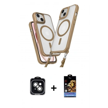 MARSİLYAN™- iPhone 14 Kılıf Atlas Doku Koleksiyonu - Siyah Buffer Hayalet Cam Ekran Koruyucu + PVD Metal Kamera Lens - YL