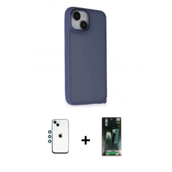 MARSİLYAN™- iPhone 14 Kılıf Atlas Form - Şeffaf 360 Full Body Arka Koruyucu + Shine Kamera Lens - MI