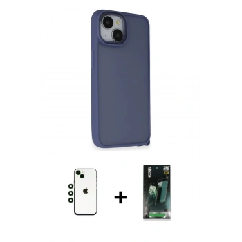 MARSİLYAN™- iPhone 14 Kılıf Atlas Form - Şeffaf 360 Full Body Arka Koruyucu + Shine Kamera Lens - YL