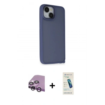 MARSİLYAN™- iPhone 14 Kılıf Atlas Form - Şeffaf Pasifik Cam Ekran Koruyucu + Raze Metal Kamera Lens - MR