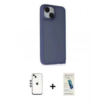 MARSİLYAN™- iPhone 14 Kılıf Atlas Form - Şeffaf Pasifik Cam Ekran Koruyucu + Shine Kamera Lens - GS