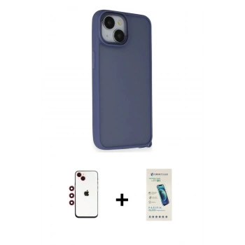 MARSİLYAN™- iPhone 14 Kılıf Atlas Form - Şeffaf Pasifik Cam Ekran Koruyucu + Shine Kamera Lens - KI