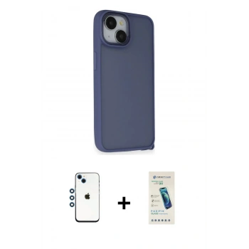 MARSİLYAN™- iPhone 14 Kılıf Atlas Form - Şeffaf Pasifik Cam Ekran Koruyucu + Shine Kamera Lens - MI
