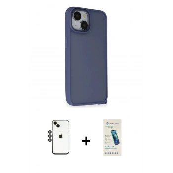 MARSİLYAN™- iPhone 14 Kılıf Atlas Form - Şeffaf Pasifik Cam Ekran Koruyucu + Shine Kamera Lens - SH