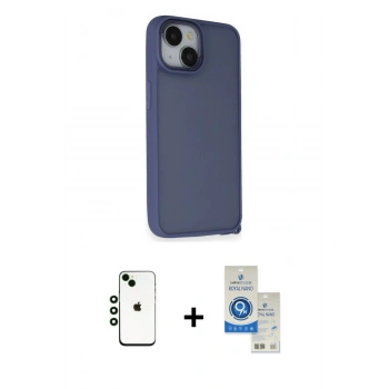 MARSİLYAN™- iPhone 14 Kılıf Atlas Form - Şeffaf Royal Nano Ekran Koruyucu + Shine Kamera Lens - YL