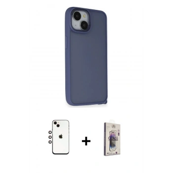 MARSİLYAN™- iPhone 14 Kılıf Atlas Form - Siyah Bilvis 3D Cam Ekran Koruyucu + Shine Kamera Lens - GI