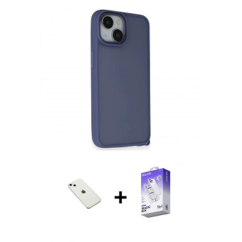 MARSİLYAN™- iPhone 14 Kılıf Atlas Form - Siyah Bilvis 5in1 3D Magic Cam Ekran Koruyucu + Diamond Kamera Lens - SABE