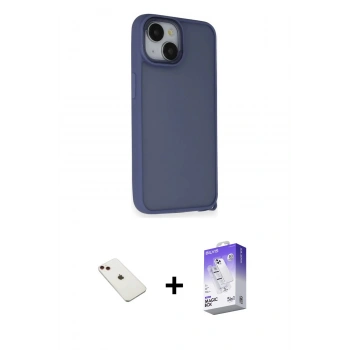 MARSİLYAN™- iPhone 14 Kılıf Atlas Form - Siyah Bilvis 5in1 3D Magic Cam Ekran Koruyucu + Diamond Kamera Lens - KI