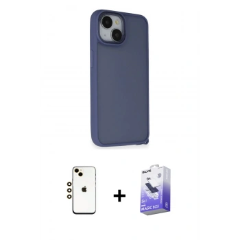 MARSİLYAN™- iPhone 14 Kılıf Atlas Form - Siyah Bilvis 5in1 5D Magic Hayalet Cam Ekran Koruyucu + Shine Kamera Lens - GD