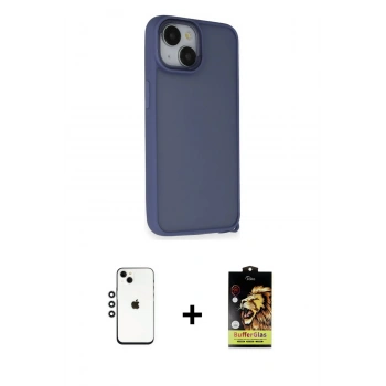 MARSİLYAN™- iPhone 14 Kılıf Atlas Form - Siyah Buffer Cam Ekran Koruyucu + Shine Kamera Lens - GS