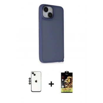 MARSİLYAN™- iPhone 14 Kılıf Atlas Form - Siyah Buffer Cam Ekran Koruyucu + Shine Kamera Lens - SH