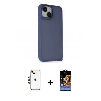 MARSİLYAN™- iPhone 14 Kılıf Atlas Form - Siyah Buffer Hayalet Cam Ekran Koruyucu + Shine Kamera Lens - GD