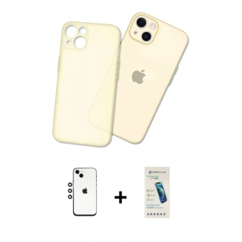 MARSİLYAN™- iPhone 14 Kılıf Atlas Minimal Prime - Şeffaf Pasifik Cam Ekran Koruyucu + Shine Kamera Lens - GS