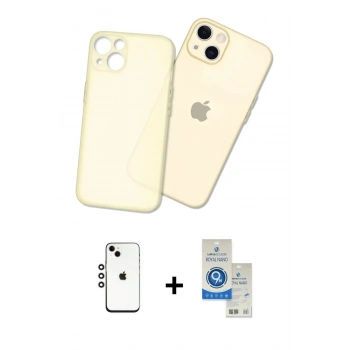 MARSİLYAN™- iPhone 14 Kılıf Atlas Minimal Prime - Şeffaf Royal Nano Ekran Koruyucu + Shine Kamera Lens - GS