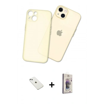 MARSİLYAN™- iPhone 14 Kılıf Atlas Minimal Prime - Siyah Bilvis 3D Cam Ekran Koruyucu + Diamond Kamera Lens - SABE