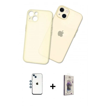 MARSİLYAN™- iPhone 14 Kılıf Atlas Minimal Prime - Siyah Bilvis 3D Cam Ekran Koruyucu + Shine Kamera Lens - MI
