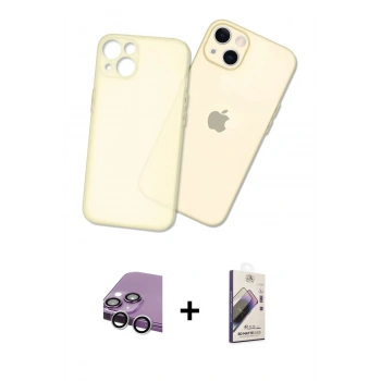 MARSİLYAN™- iPhone 14 Kılıf Atlas Minimal Prime - Siyah Bilvis 3D Mat Cam Ekran Koruyucu + Raze Metal Kamera Lens - GS