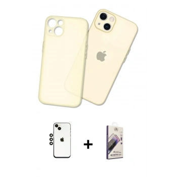 MARSİLYAN™- iPhone 14 Kılıf Atlas Minimal Prime - Siyah Bilvis 3D Mat Cam Ekran Koruyucu + Shine Kamera Lens - SH