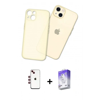 MARSİLYAN™- iPhone 14 Kılıf Atlas Minimal Prime - Siyah Bilvis 5in1 3D Magic Cam Ekran Koruyucu + Shine Kamera Lens - KI