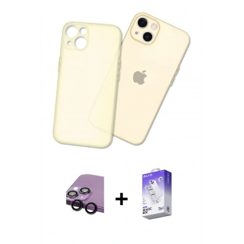MARSİLYAN™- iPhone 14 Kılıf Atlas Minimal Prime - Siyah Bilvis 5in1 3D Magic Cam Ekran Koruyucu + Raze Metal Kamera Lens - SH