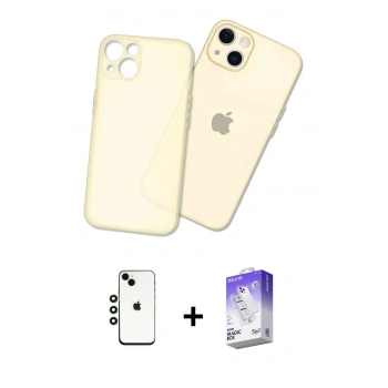 MARSİLYAN™- iPhone 14 Kılıf Atlas Minimal Prime - Siyah Bilvis 5in1 3D Magic Cam Ekran Koruyucu + Shine Kamera Lens - YL