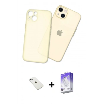 MARSİLYAN™- iPhone 14 Kılıf Atlas Minimal Prime - Siyah Bilvis 5in1 3D Magic Cam Ekran Koruyucu + Diamond Kamera Lens - SABE