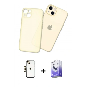 MARSİLYAN™- iPhone 14 Kılıf Atlas Minimal Prime - Siyah Bilvis 5in1 5D Magic Hayalet Cam Ekran Koruyucu + Shine Kamera Lens - GD