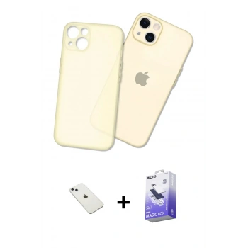 MARSİLYAN™- iPhone 14 Kılıf Atlas Minimal Prime - Siyah Bilvis 5in1 5D Magic Hayalet Cam Ekran Koruyucu + Diamond Kamera Lens - SABE