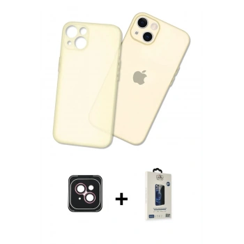 MARSİLYAN™- iPhone 14 Kılıf Atlas Minimal Prime - Siyah Bilvis Hayalet Cam Ekran Koruyucu + PVD Metal Kamera Lens - PE