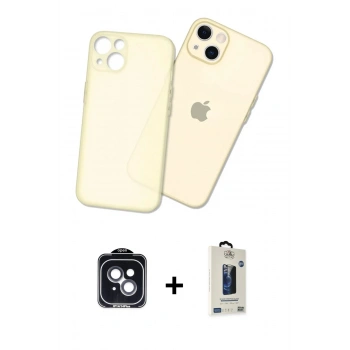 MARSİLYAN™- iPhone 14 Kılıf Atlas Minimal Prime - Siyah Bilvis Hayalet Cam Ekran Koruyucu + PVD Metal Kamera Lens - SH