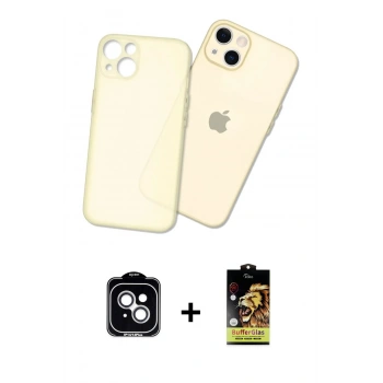 MARSİLYAN™- iPhone 14 Kılıf Atlas Minimal Prime - Siyah Buffer Cam Ekran Koruyucu + PVD Metal Kamera Lens - GS