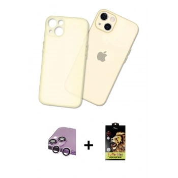 MARSİLYAN™- iPhone 14 Kılıf Atlas Minimal Prime - Siyah Buffer Cam Ekran Koruyucu + Raze Metal Kamera Lens - MR