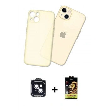 MARSİLYAN™- iPhone 14 Kılıf Atlas Minimal Prime - Siyah Buffer Cam Ekran Koruyucu + PVD Metal Kamera Lens - SH