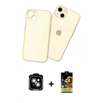 MARSİLYAN™- iPhone 14 Kılıf Atlas Minimal Prime - Siyah Buffer Cam Ekran Koruyucu + PVD Metal Kamera Lens - TU