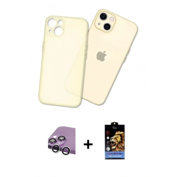 MARSİLYAN™- iPhone 14 Kılıf Atlas Minimal Prime - Siyah Buffer Hayalet Cam Ekran Koruyucu + Raze Metal Kamera Lens - GS