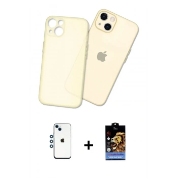 MARSİLYAN™- iPhone 14 Kılıf Atlas Minimal Prime - Siyah Buffer Hayalet Cam Ekran Koruyucu + Shine Kamera Lens - MI