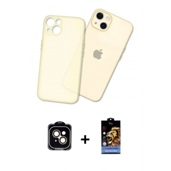 MARSİLYAN™- iPhone 14 Kılıf Atlas Minimal Prime - Siyah Buffer Hayalet Cam Ekran Koruyucu + PVD Metal Kamera Lens - TU