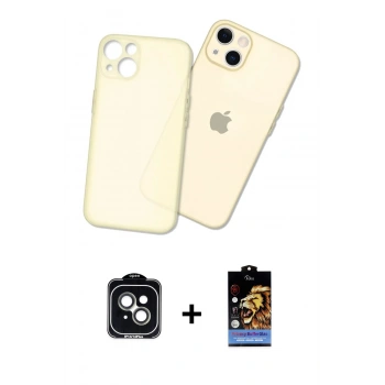 MARSİLYAN™- iPhone 14 Kılıf Atlas Minimal Prime - Siyah Buffer Hayalet Cam Ekran Koruyucu + PVD Metal Kamera Lens - YL