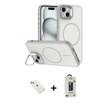 MARSİLYAN™- iPhone 14 Kılıf Çekirdek Klasik - Siyah Bilvis Hayalet Cam Ekran Koruyucu + Diamond Kamera Lens - YL