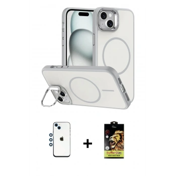 MARSİLYAN™- iPhone 14 Kılıf Çekirdek Klasik - Siyah Buffer Cam Ekran Koruyucu + Shine Kamera Lens - MI