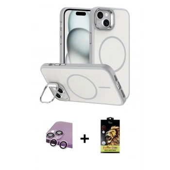 MARSİLYAN™- iPhone 14 Kılıf Çekirdek Klasik - Siyah Buffer Cam Ekran Koruyucu + Raze Metal Kamera Lens - MR