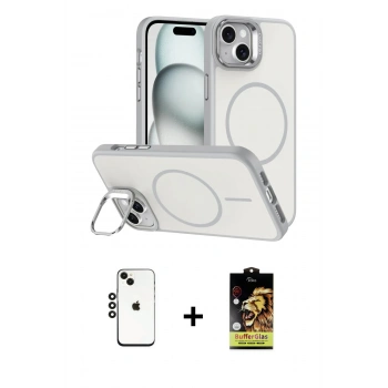 MARSİLYAN™- iPhone 14 Kılıf Çekirdek Klasik - Siyah Buffer Cam Ekran Koruyucu + Shine Kamera Lens - SH