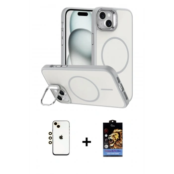 MARSİLYAN™- iPhone 14 Kılıf Çekirdek Klasik - Siyah Buffer Hayalet Cam Ekran Koruyucu + Shine Kamera Lens - GD